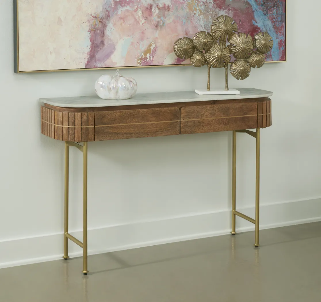 Linbard Brown Sofa Table - Thumbnail - Image 2