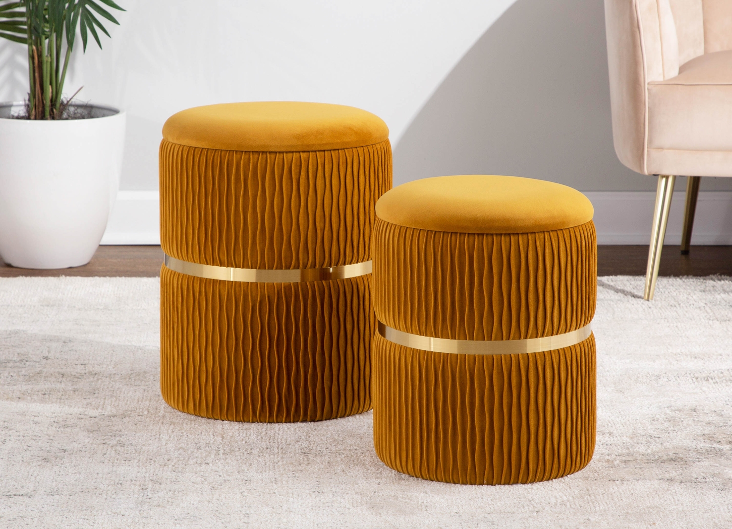 Lincoya Orange Ottoman, Set of 2 - Thumbnail - Image 5