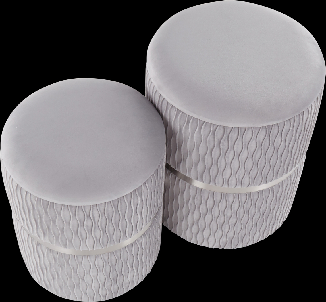Lincoya Silver Ottoman, Set of 2 - Thumbnail - Image 2