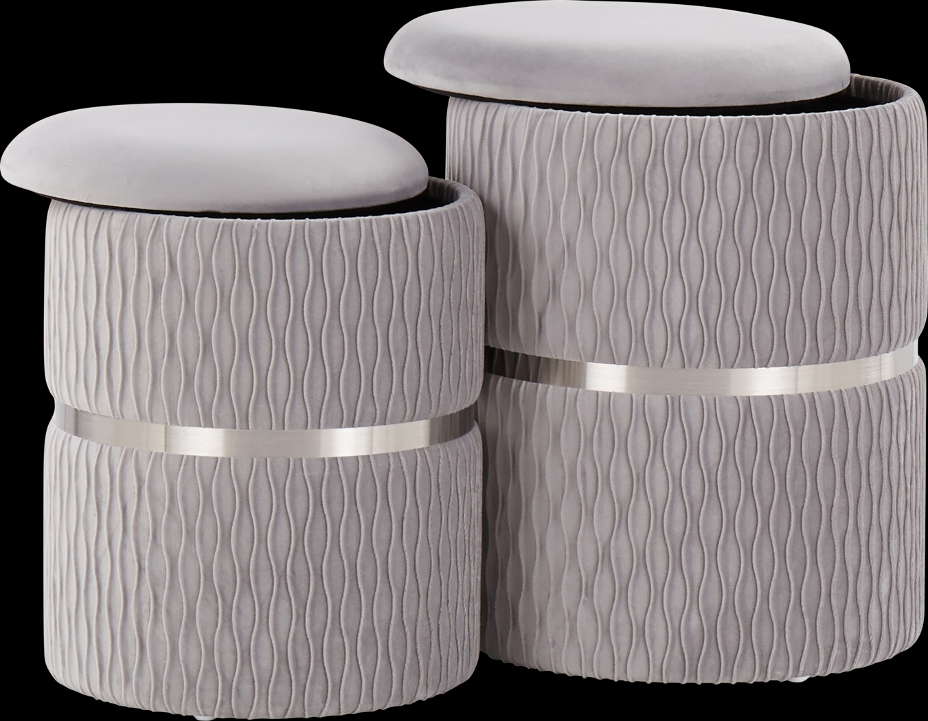 Lincoya Silver Ottoman, Set of 2 - Thumbnail - Image 4