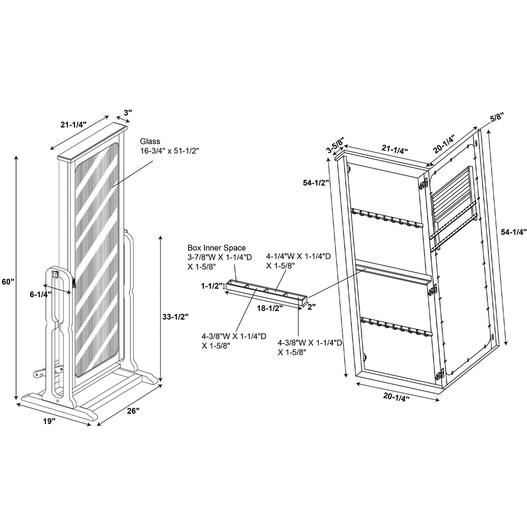 Lindelaan Black Cheval Jewelry Armoire - Thumbnail - Image 11