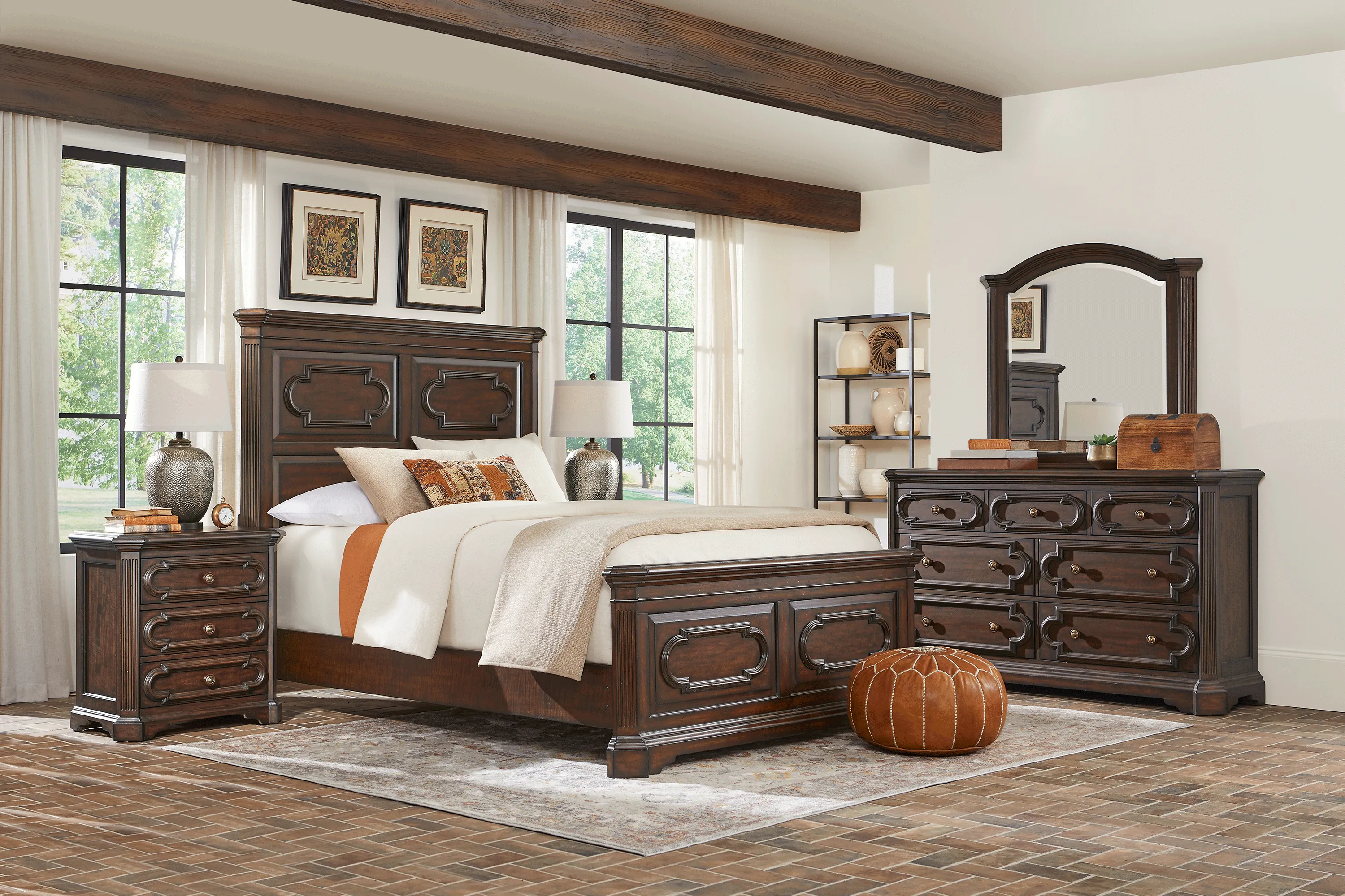 Lindenwood Saddle 7 Pc King Panel Bedroom - Thumbnail - Image 1
