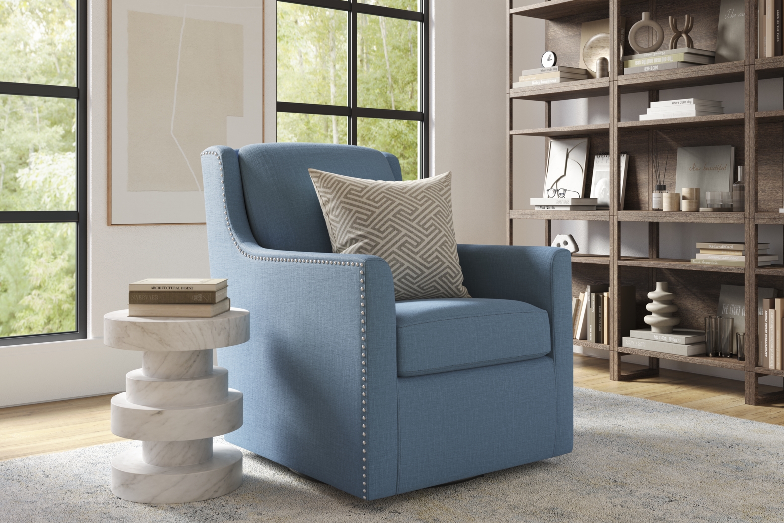 Lindsey Blue Swivel Chair - Thumbnail - Image 4