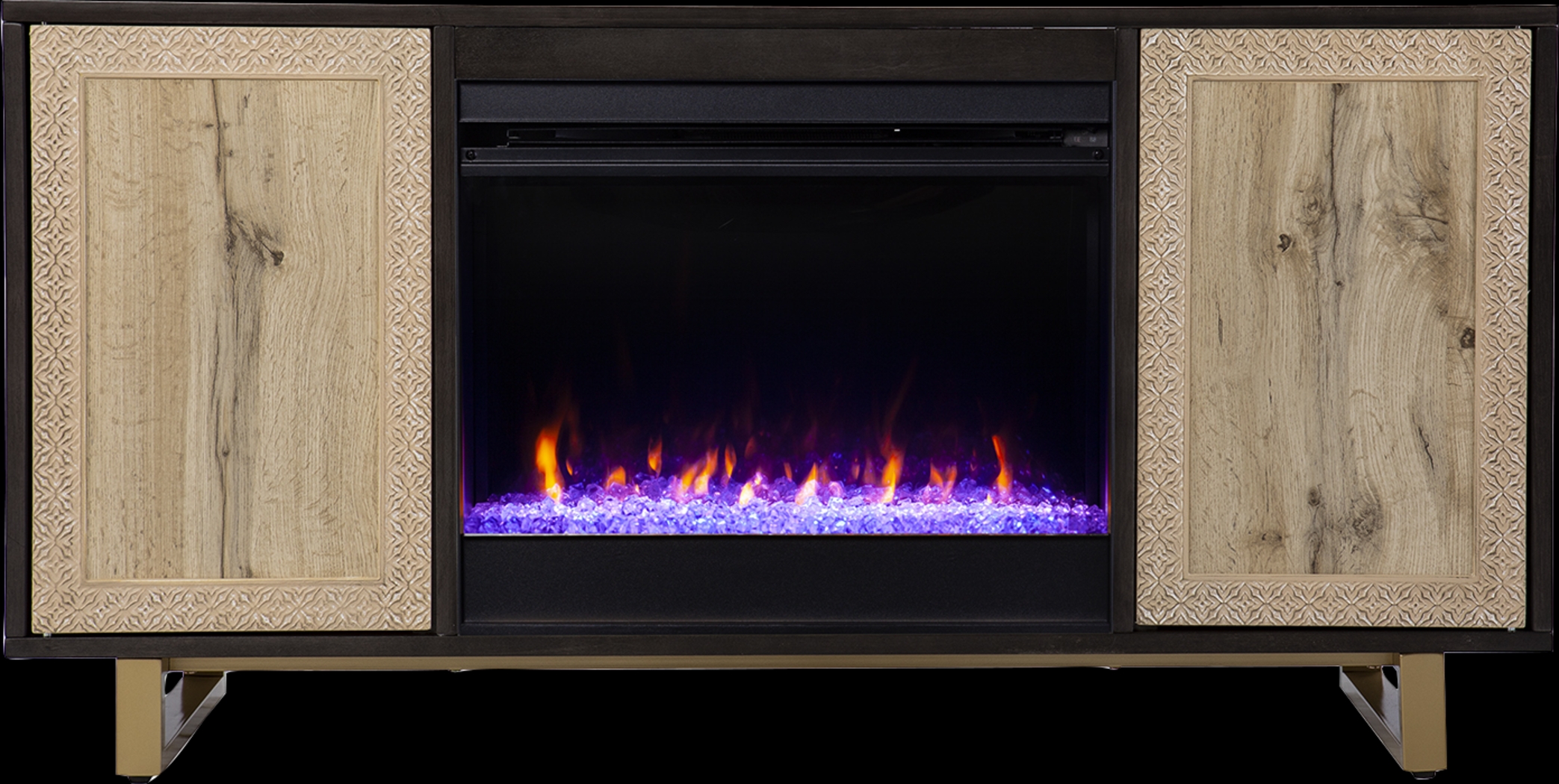 Linherk I Brown 54 in. Console, With Color Changing Electric Fireplace - Thumbnail - Image 2