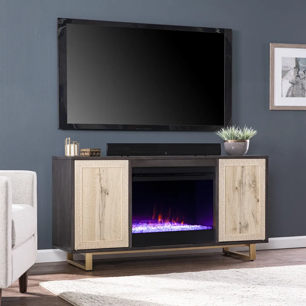 Linherk I Brown 54 in. Console, With Color Changing Electric Fireplace - Image 7
