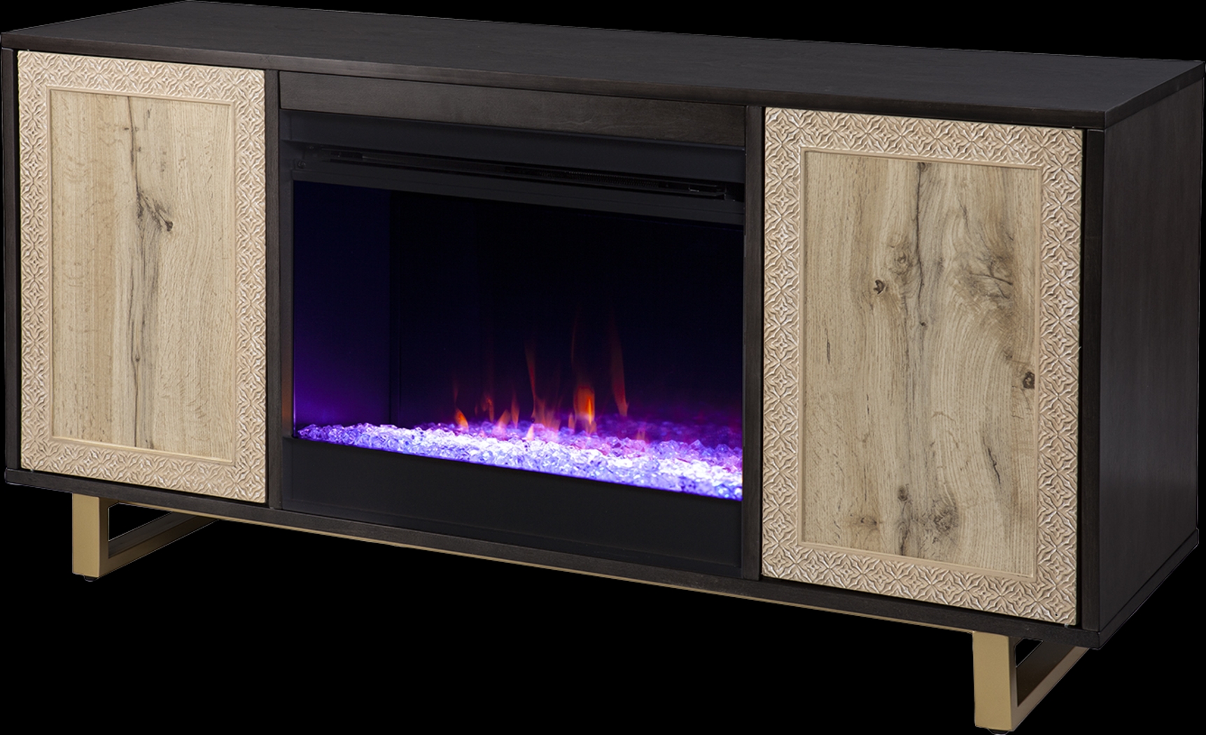 Linherk I Brown 54 in. Console, With Color Changing Electric Fireplace - Thumbnail - Image 1
