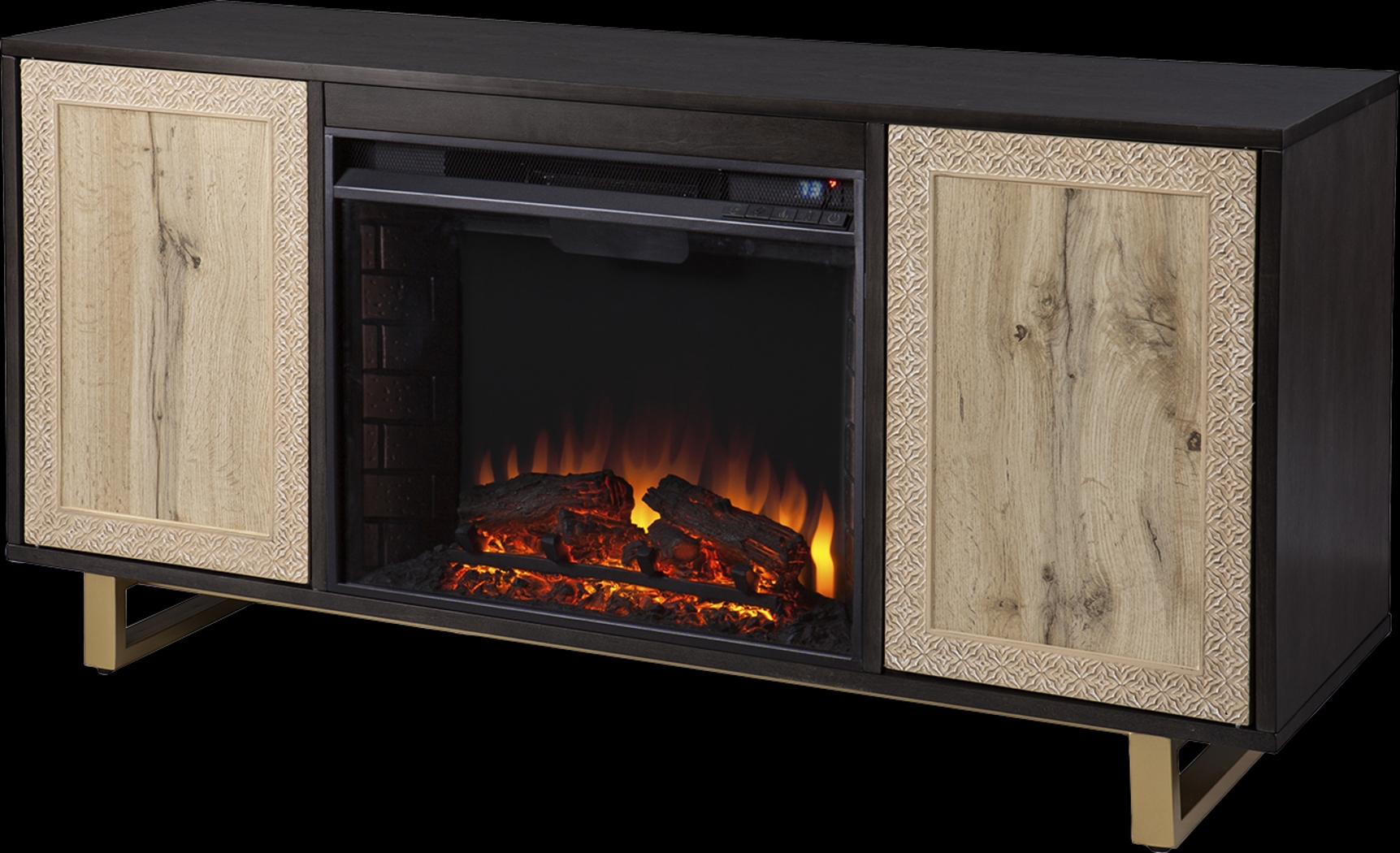 Linherk II Brown 54 in. Console, With Electric Log Fireplace - Thumbnail - Image 1