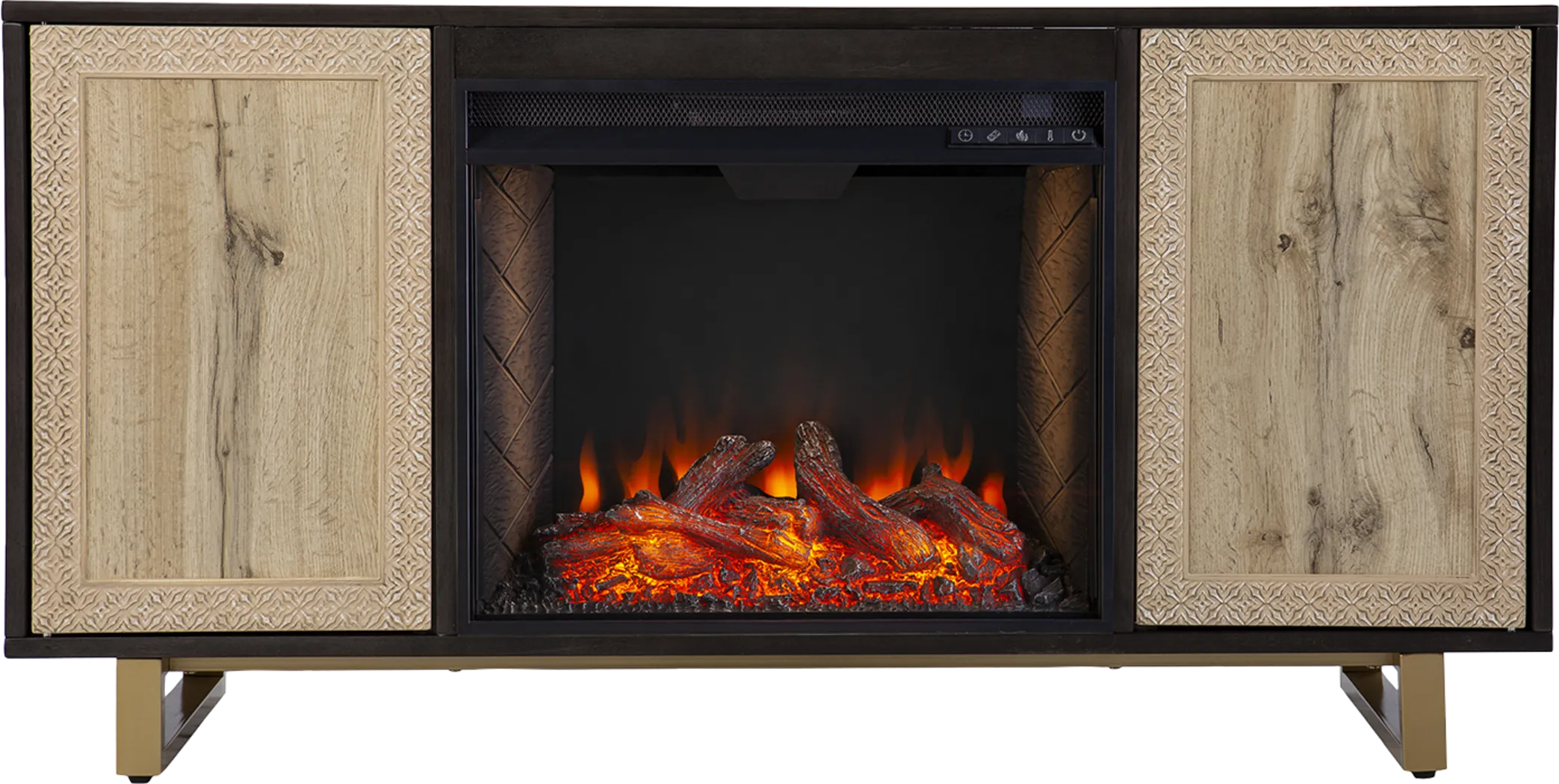 Linherk III Brown 54 in. Console, With Smart Electric Fireplace - Thumbnail - Image 2