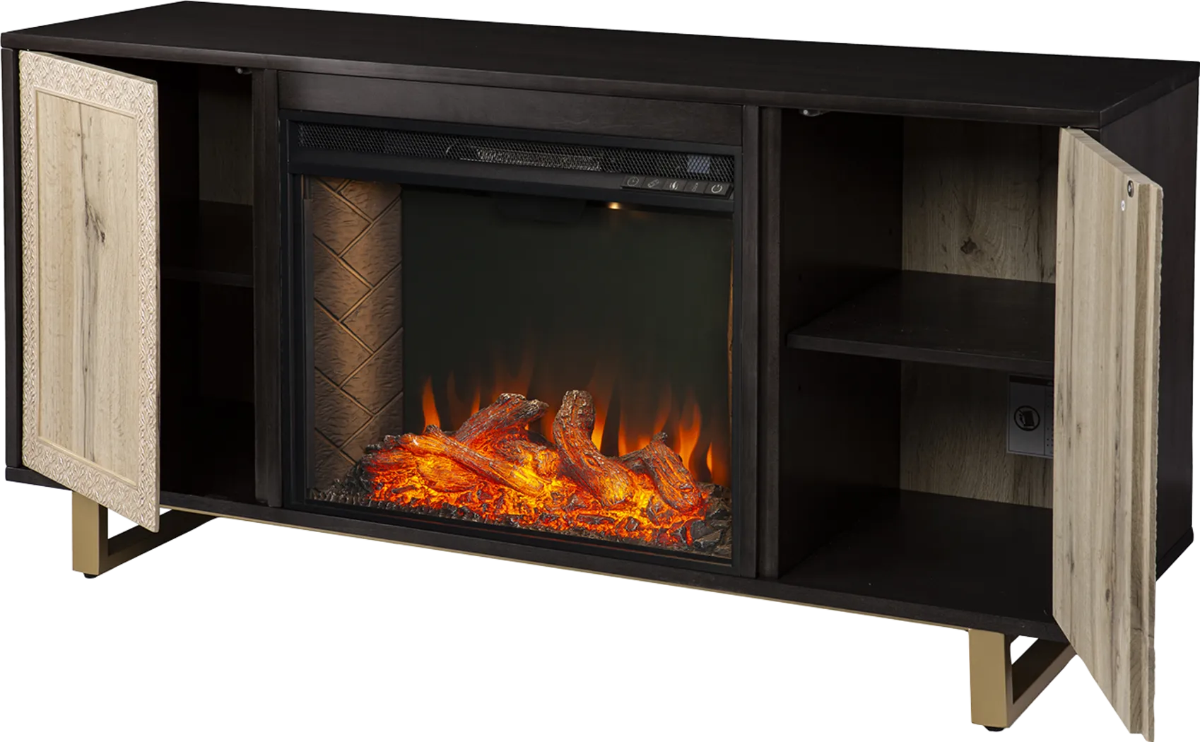 Linherk III Brown 54 in. Console, With Smart Electric Fireplace - Thumbnail - Image 3