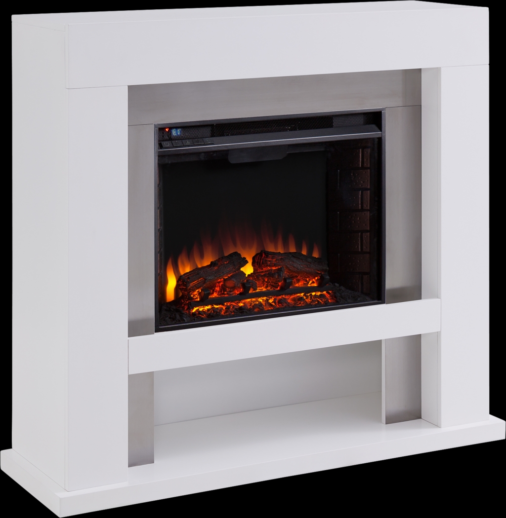 Linkmeadow II White 44 in. Console With Electric Log Fireplace - Thumbnail - Image 1