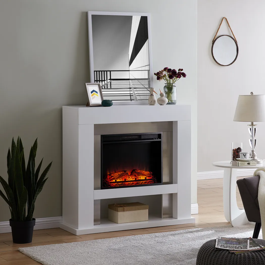 Linkmeadow V White 44 in. Console with Electric Fireplace - Thumbnail - Image 3
