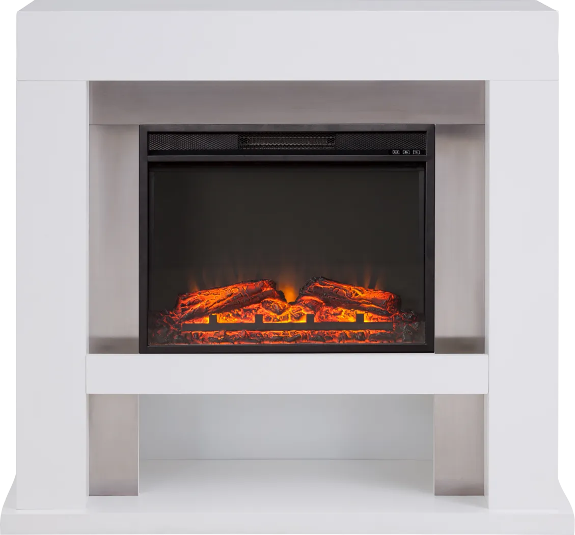 Linkmeadow V White 44 in. Console with Electric Fireplace - Thumbnail - Image 1