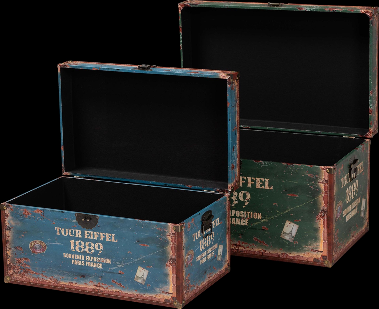 Linkville Blue and Green Storage Trunk, Set of 2 - Thumbnail - Image 2