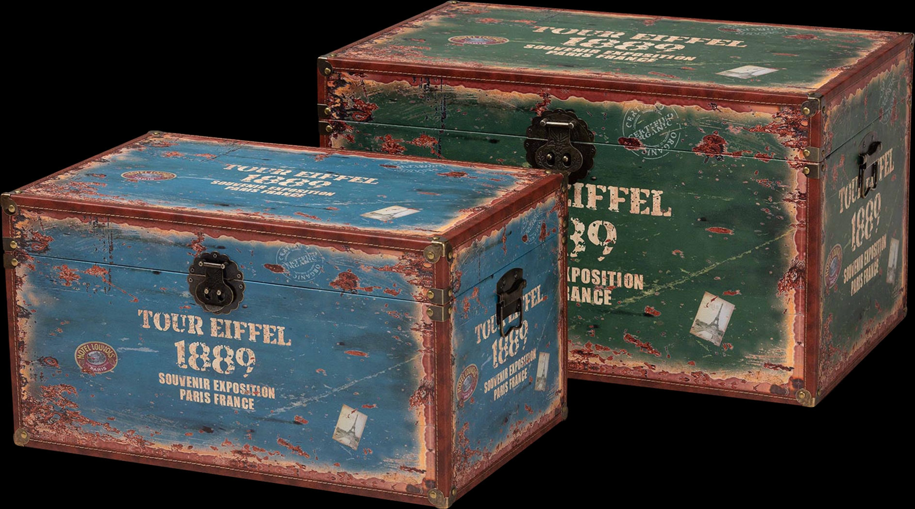 Linkville Blue and Green Storage Trunk, Set of 2 - Thumbnail - Image 1