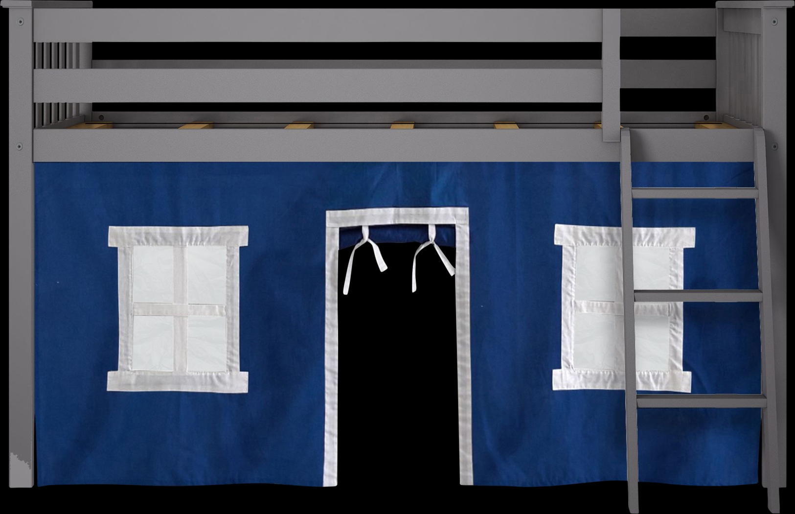 Kids Linnett Gray Twin Low Loft Bed with Blue Tent - Thumbnail - Image 4