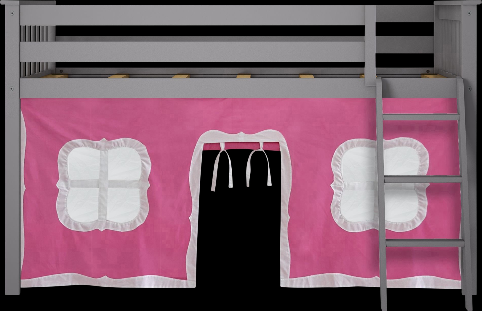 Kids Linnett Gray Twin Low Loft Bed with Pink Tent - Thumbnail - Image 4