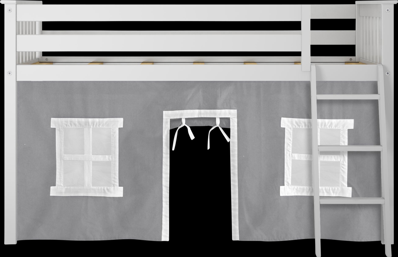 Kids Linnett White Twin Low Loft Bed with Gray Tent - Thumbnail - Image 4