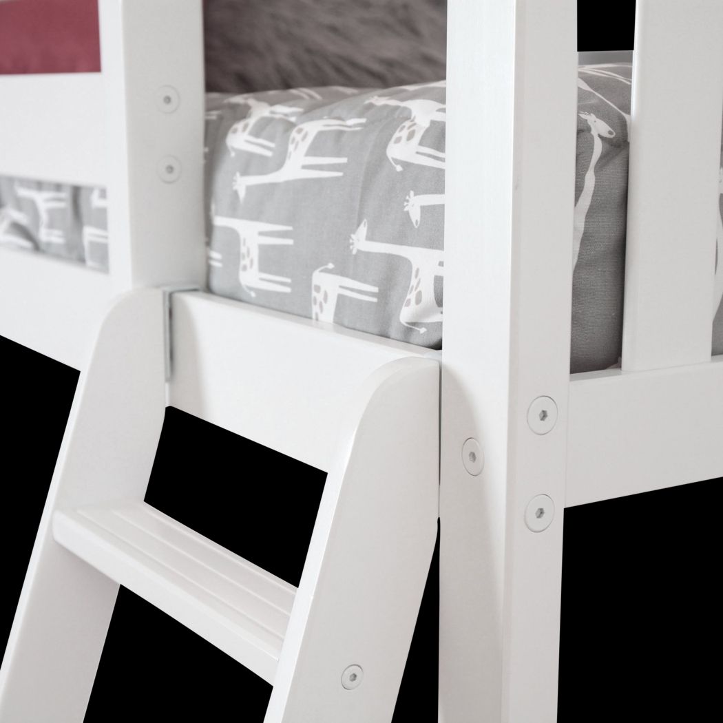 Kids Linnett White Twin Low Loft Bed with Gray Tent - Thumbnail - Image 6