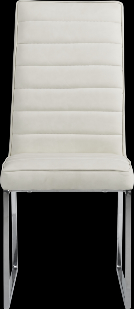 Wyndhall Chrome 5 Pc Rectangle Dining Room with Off-White Chairs - Thumbnail - Image 3