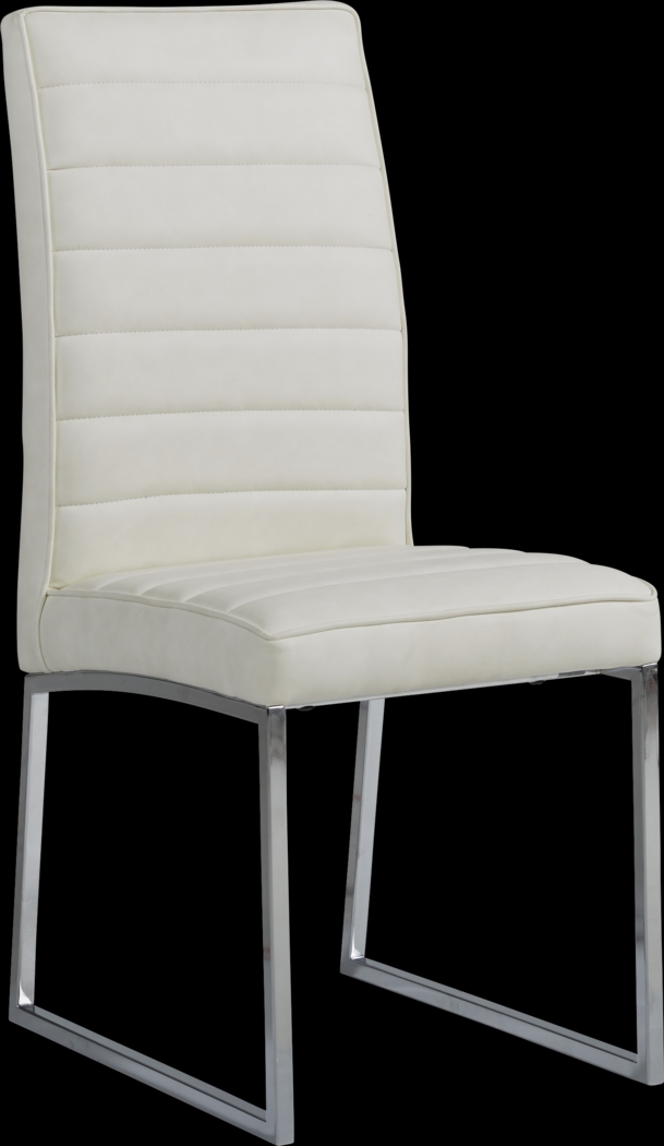 Wyndhall Chrome 5 Pc Rectangle Dining Room with Off-White Chairs - Thumbnail - Image 2