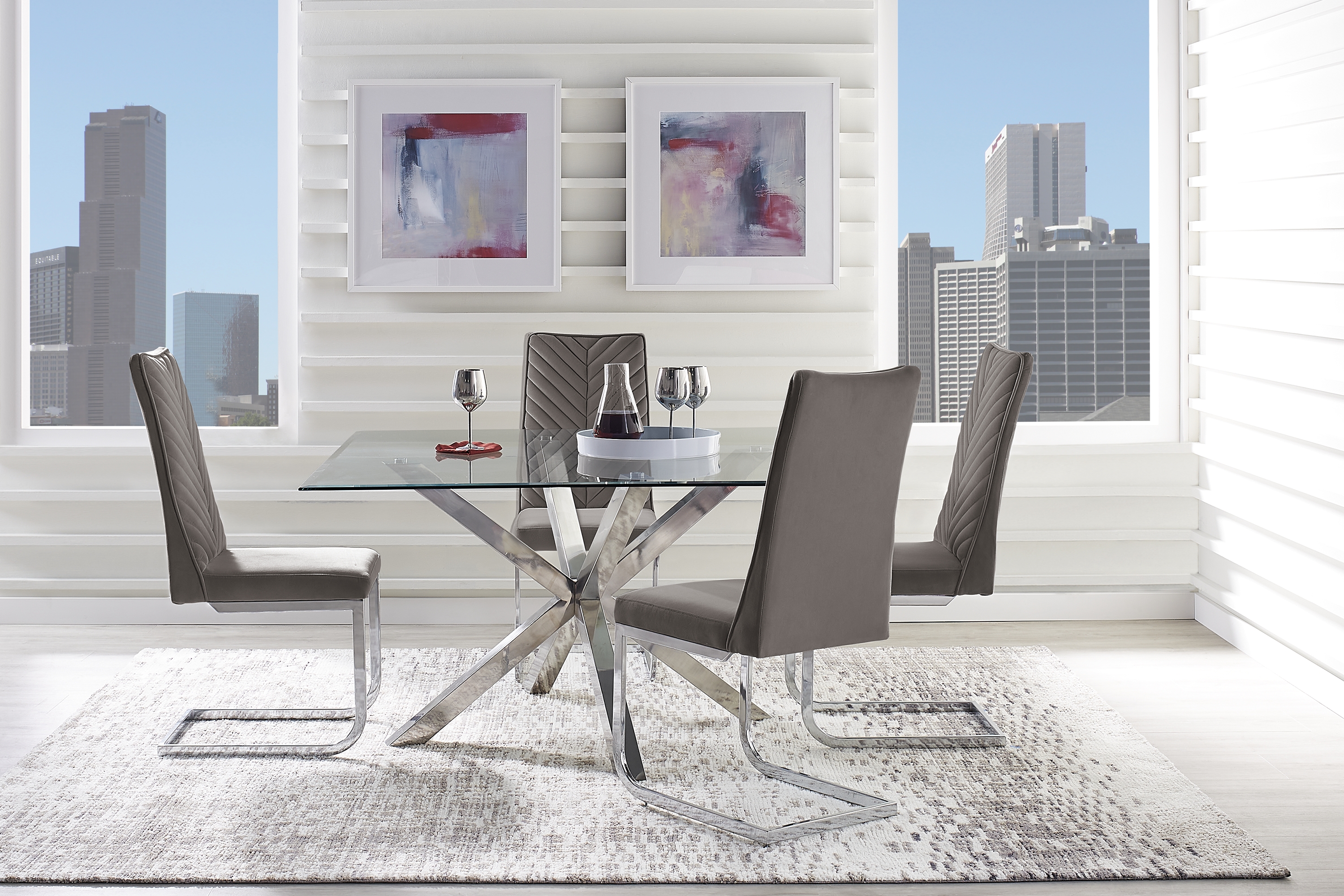 Linton Park Silver 5 Pc Square Dining Set with Charcoal Chairs - Thumbnail - Image 1