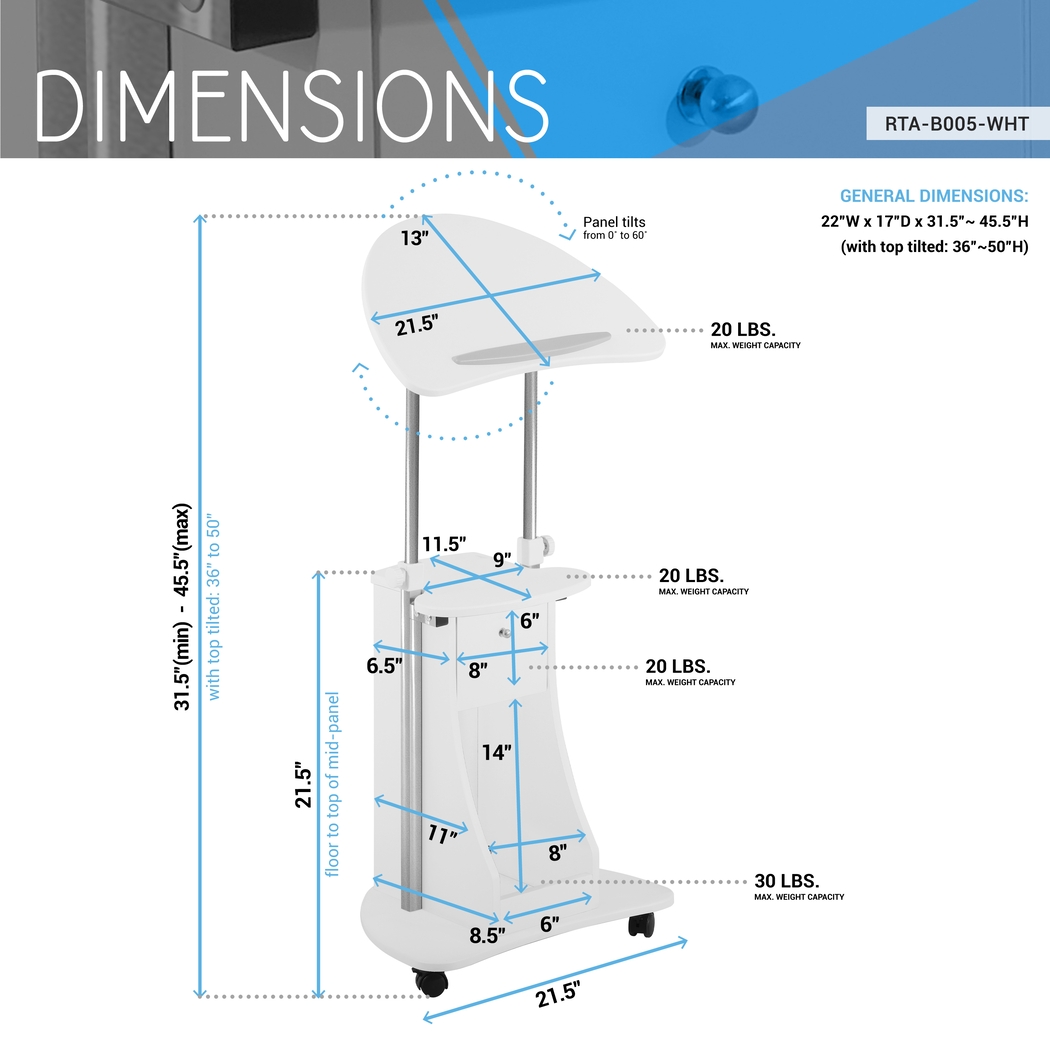 Liotre White Laptop Cart - Thumbnail - Image 4