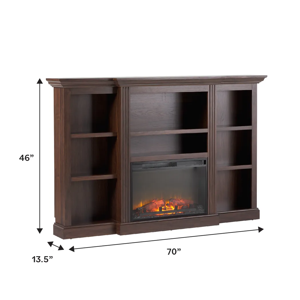 Lisashire Brown 70 in. Console, With Electric Fireplace - Thumbnail - Image 6