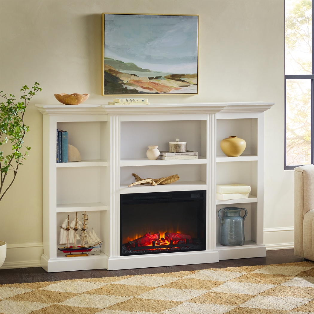 Lisashire White 70 in. Console, With Electric Fireplace - Thumbnail - Image 2