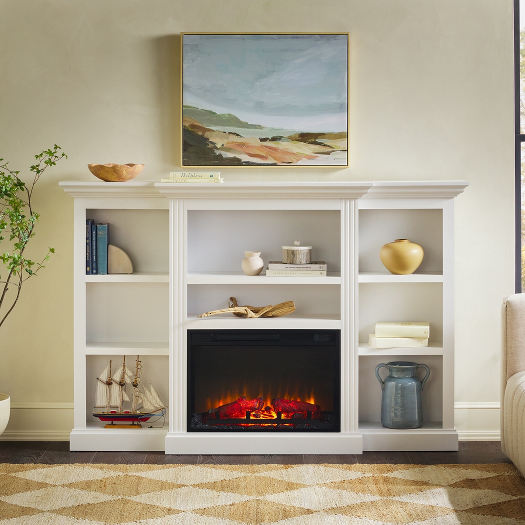 Lisashire White 70 in. Console, With Electric Fireplace - Thumbnail - Image 3