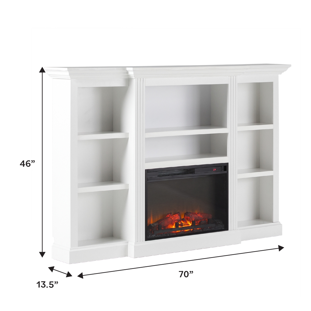 Lisashire White 70 in. Console, With Electric Fireplace - Thumbnail - Image 6