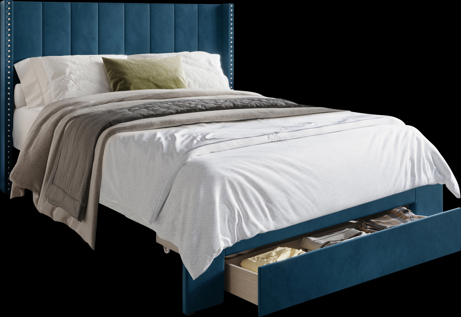 Lischey Blue Queen Bed - Thumbnail - Image 1