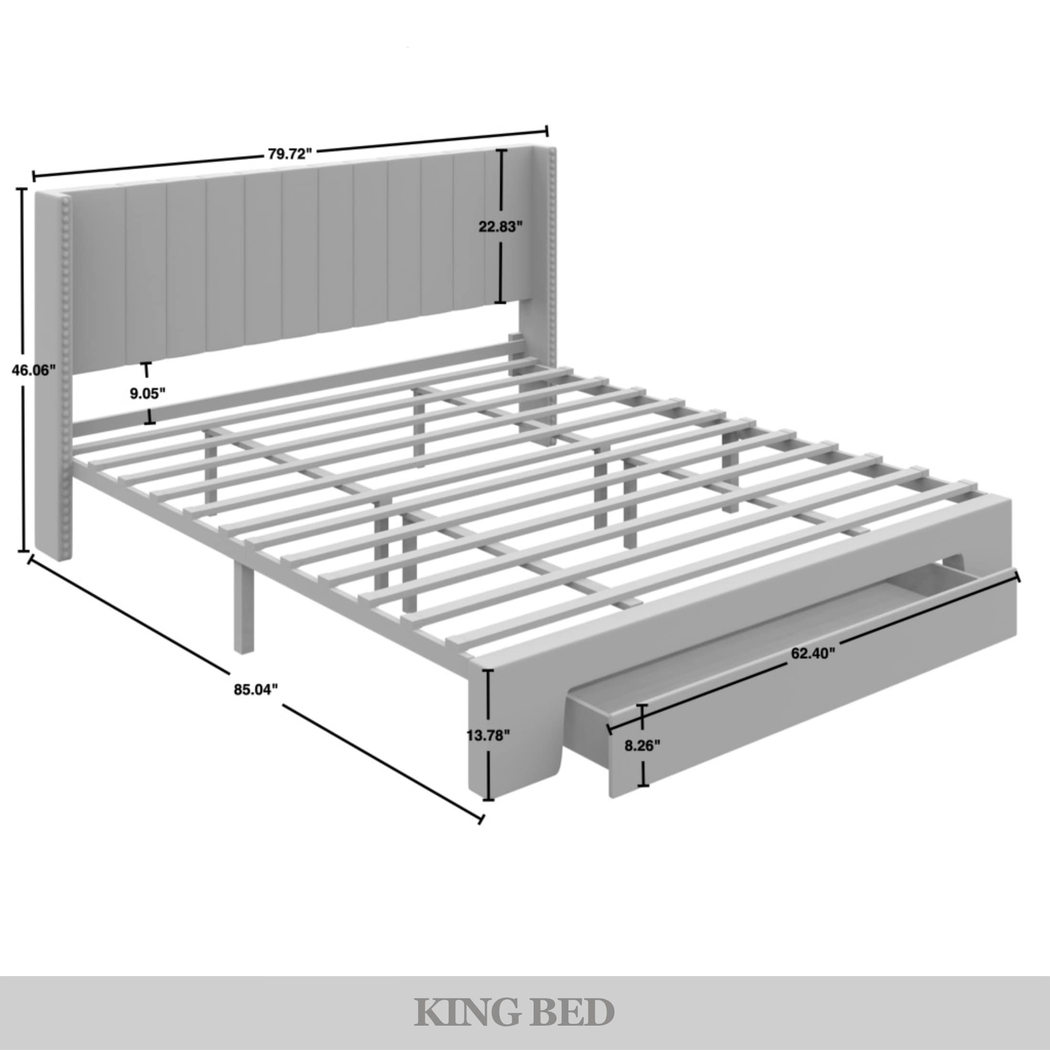 Lischey Light Gray King Bed - Thumbnail - Image 4
