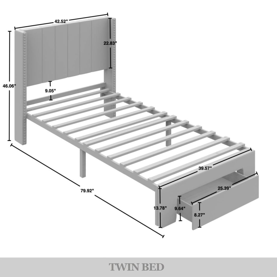 Lischey Light Gray Twin Bed - Thumbnail - Image 5