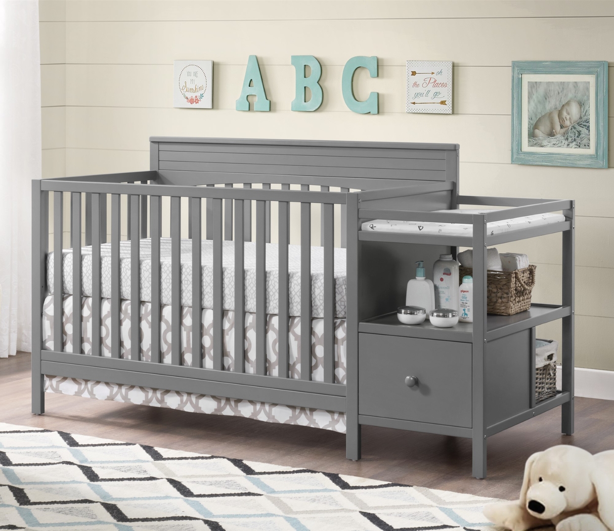 Listmore Gray Convertible Crib and Changing Table - Thumbnail - Image 7