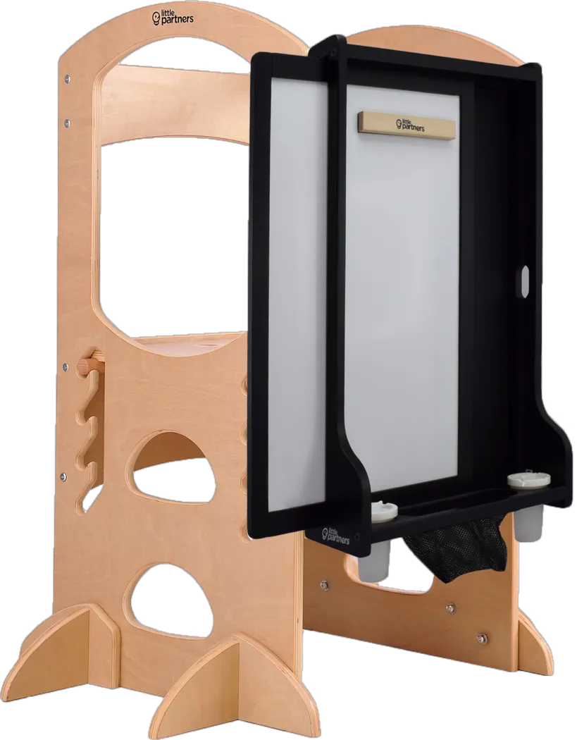 Little Partners Black Learning Tower with Learn and Share Easel - Thumbnail - Image 1