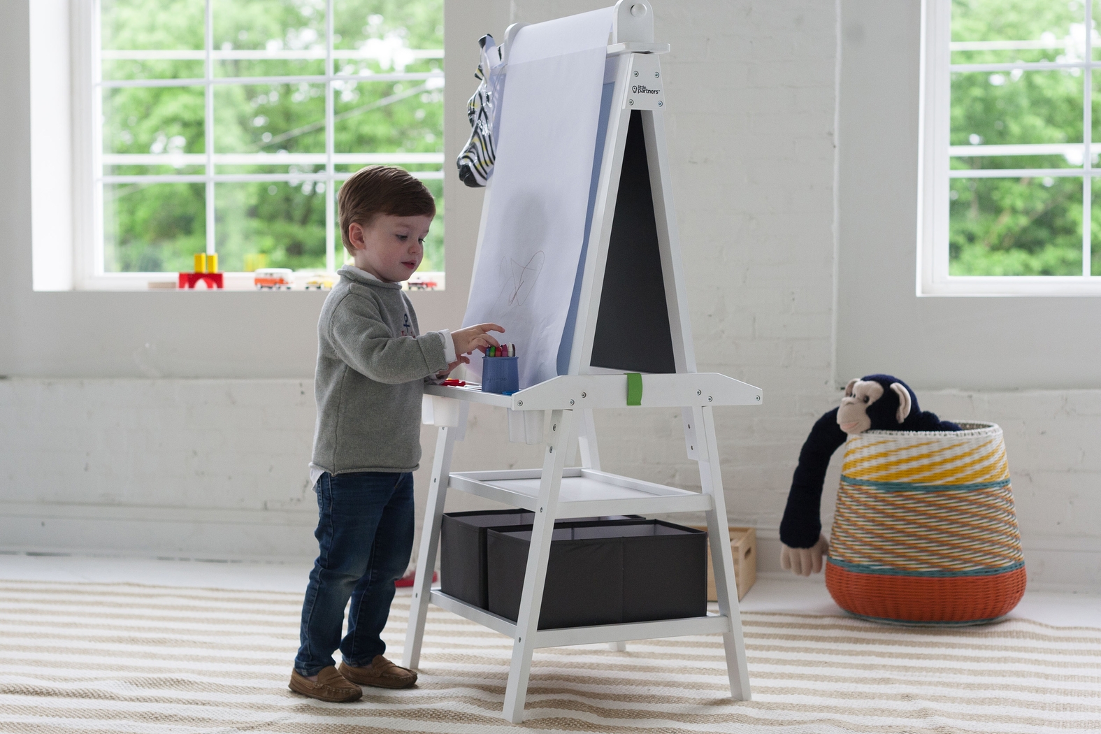 Little Partners Turquoise Deluxe Learn and Play Art Center Easel - Thumbnail - Image 5