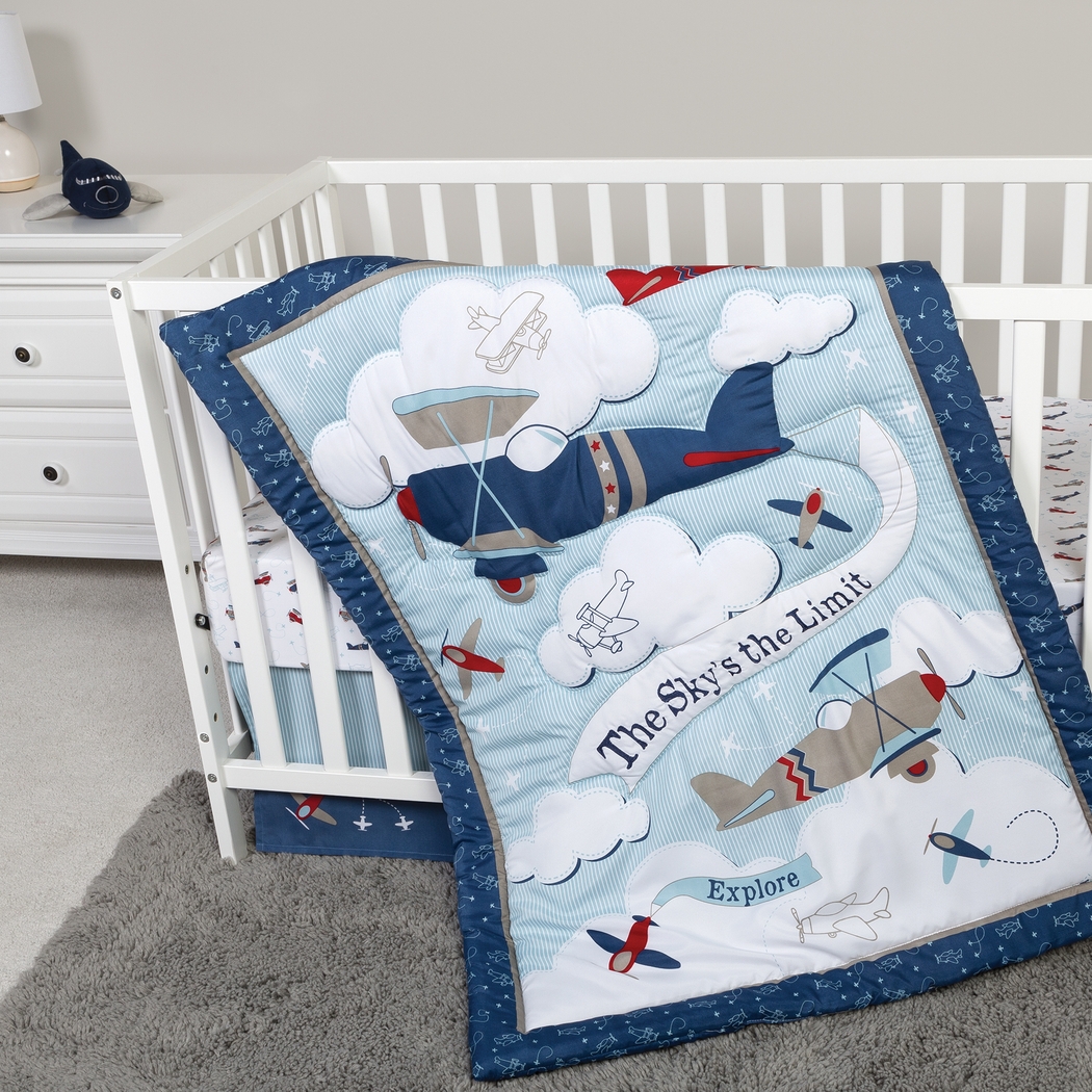 Little Pilot Blue 4 Pc Baby Bedding Set - Thumbnail - Image 11