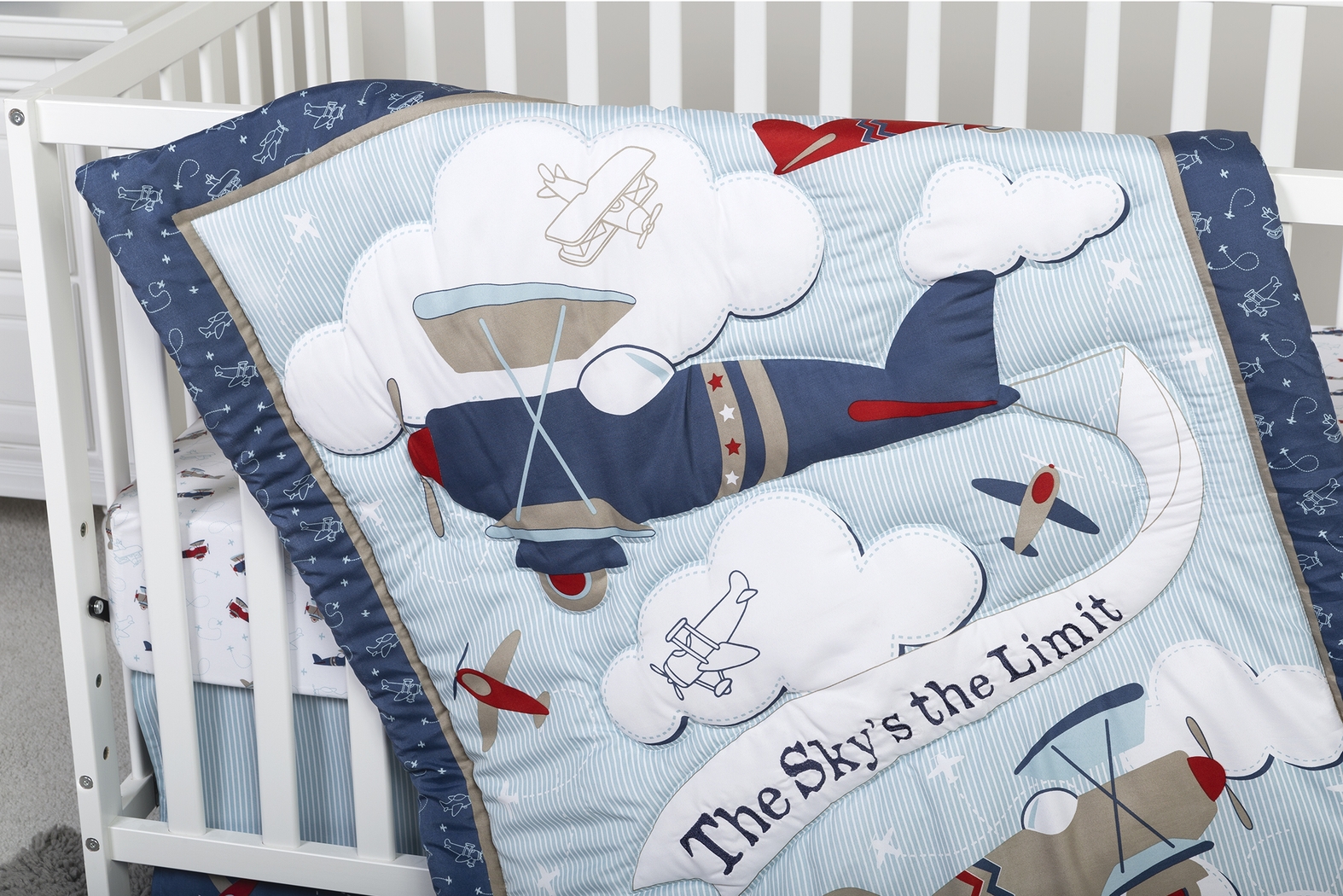 Little Pilot Blue 4 Pc Baby Bedding Set - Thumbnail - Image 12