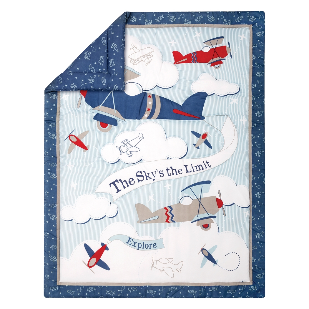 Little Pilot Blue 4 Pc Baby Bedding Set - Thumbnail - Image 7