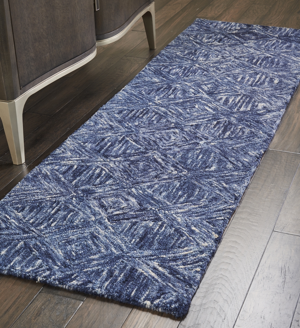 Litzendorf Blue 2'3 x 7'6 Rug - Thumbnail - Image 2