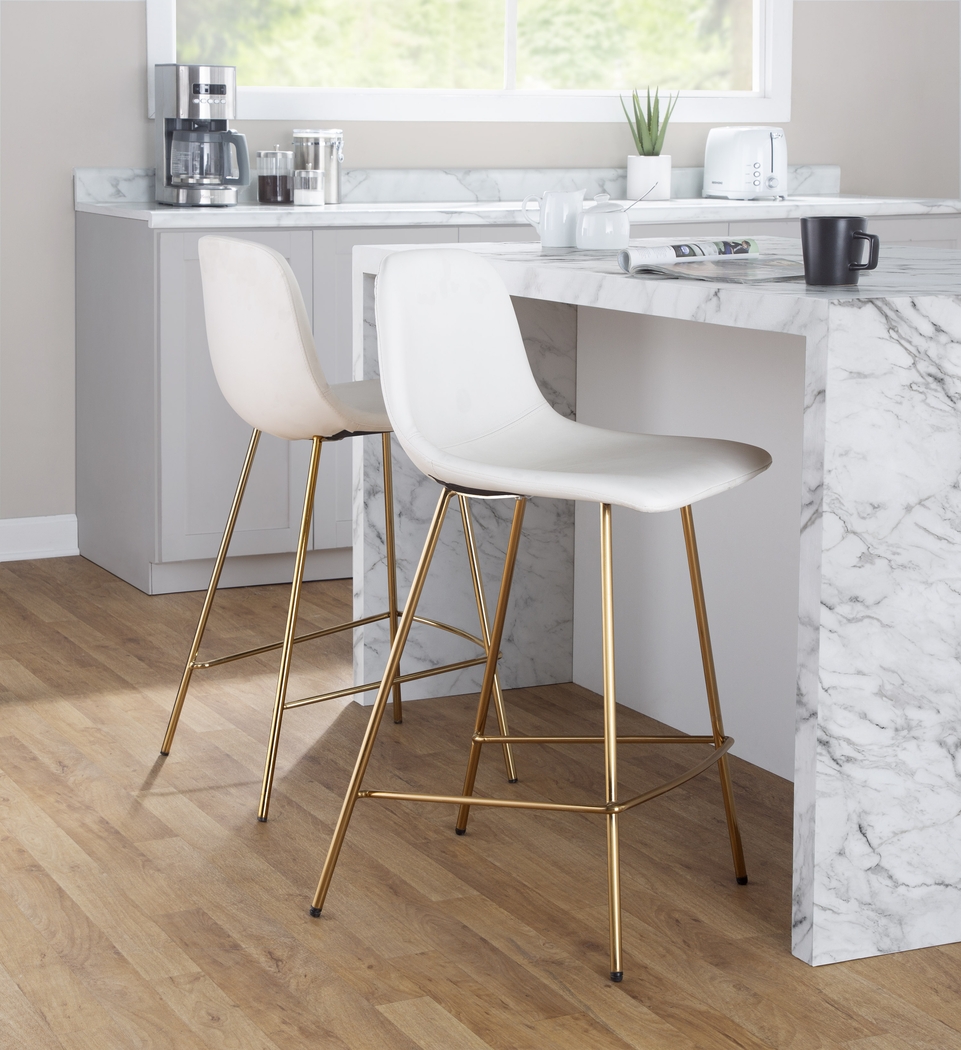 Livania I White Counter Height Stool, Set of 2 - Thumbnail - Image 2