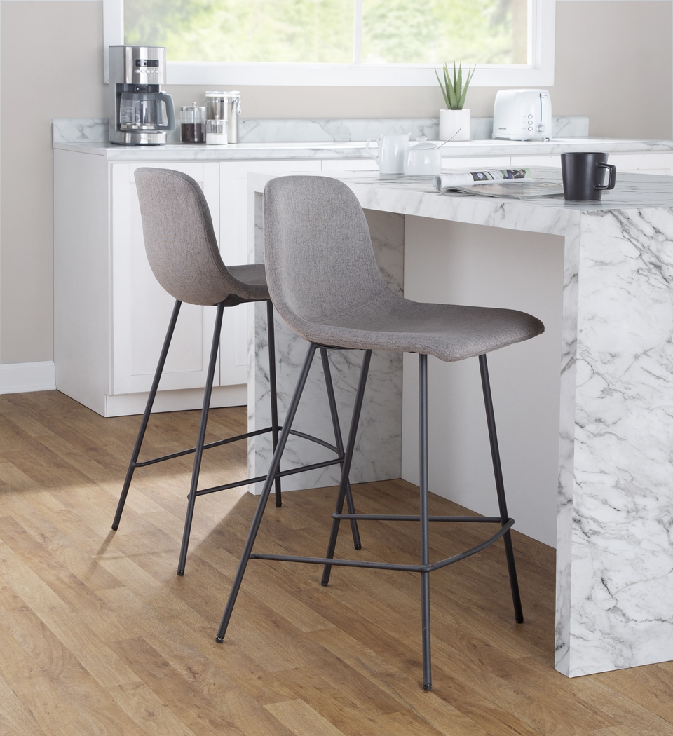 Livania II Gray Counter Height Stool, Set of 2 - Thumbnail - Image 2