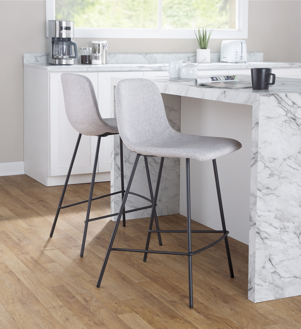 Livania II Light Gray Counter Height Stool, Set of 2 - Thumbnail - Image 2