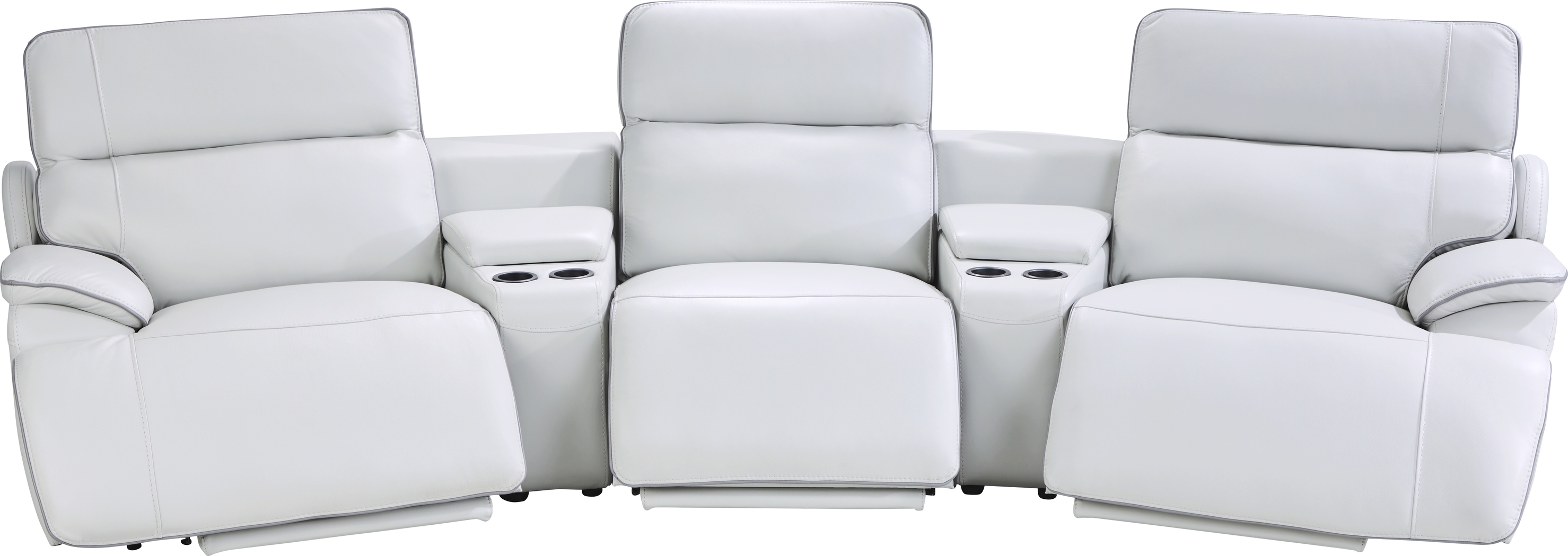 Livata Gray Leather 8 Pc Dual Power Reclining Home Theater Sectional Living Room - Thumbnail - Image 4