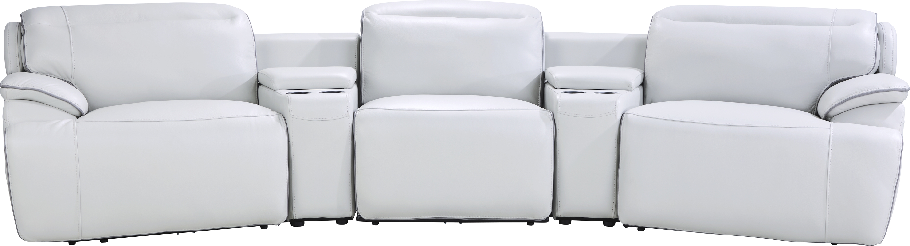 Livata Gray Leather 8 Pc Dual Power Reclining Home Theater Sectional Living Room - Thumbnail - Image 5