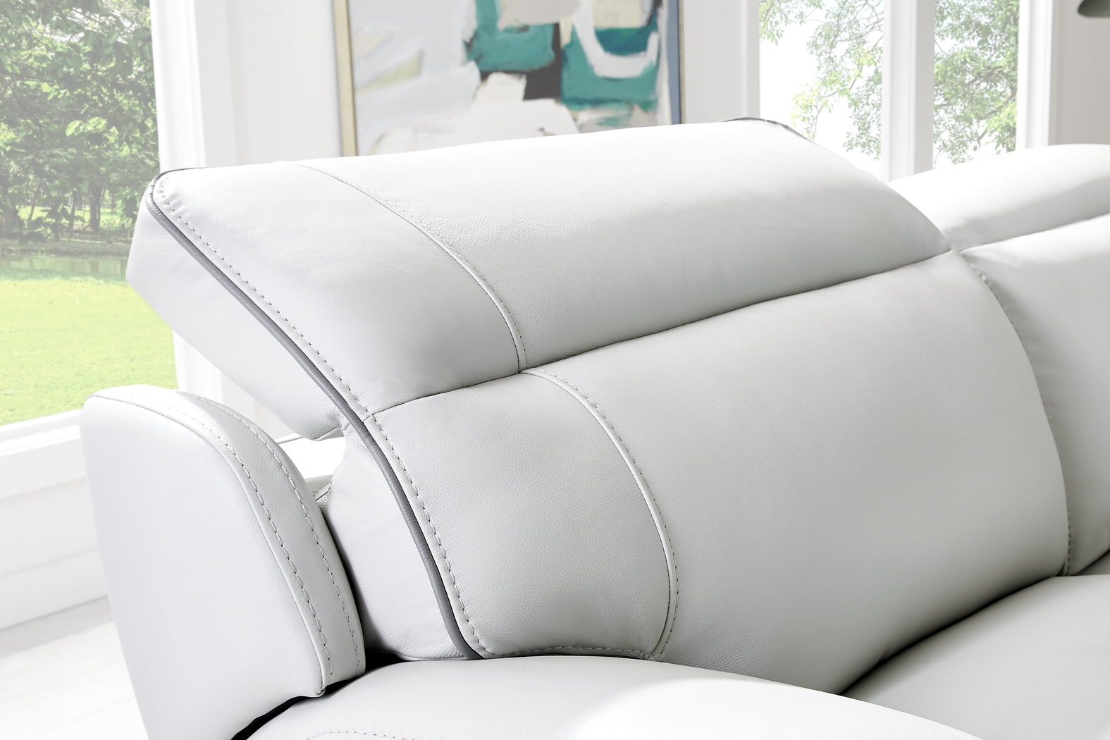 Livata Gray Leather 8 Pc Dual Power Reclining Sectional Living Room - Thumbnail - Image 9