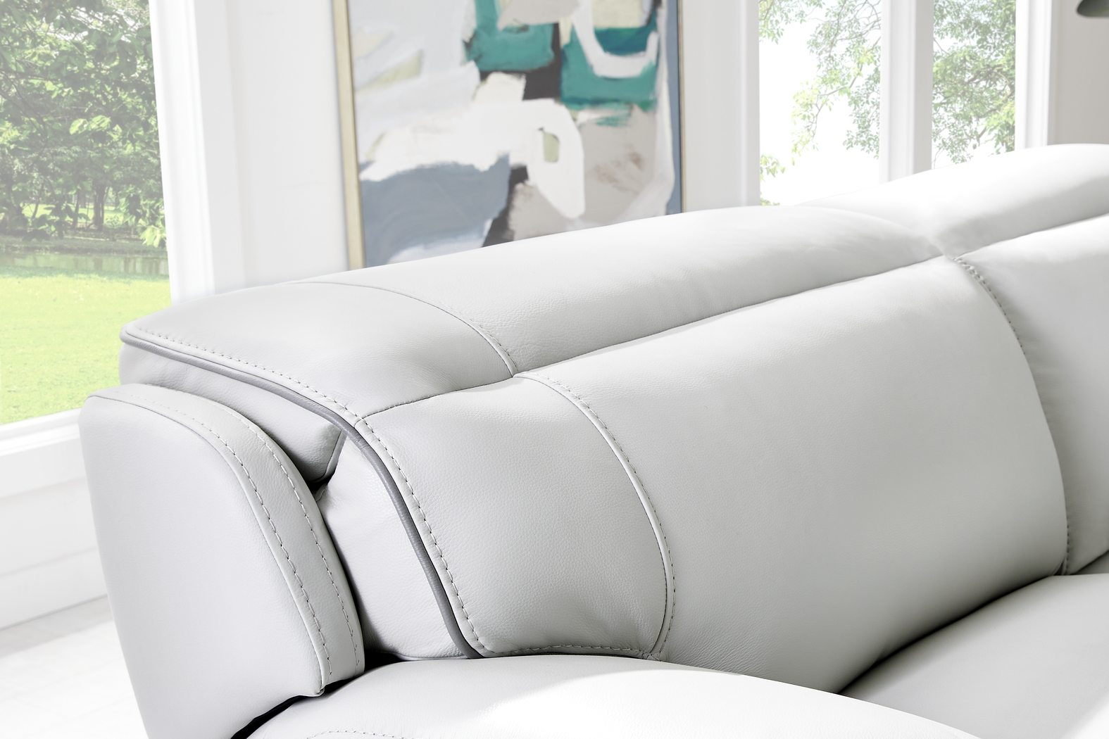 Livata Gray Leather 8 Pc Dual Power Reclining Sectional Living Room - Thumbnail - Image 10