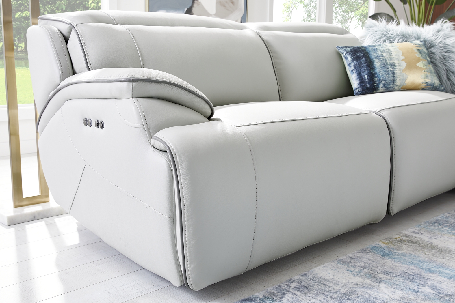 Livata Gray Leather 8 Pc Dual Power Reclining Sectional Living Room - Thumbnail - Image 11