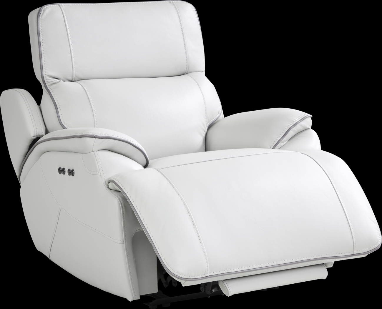 Livata Gray Leather Dual Power Recliner - Thumbnail - Image 2