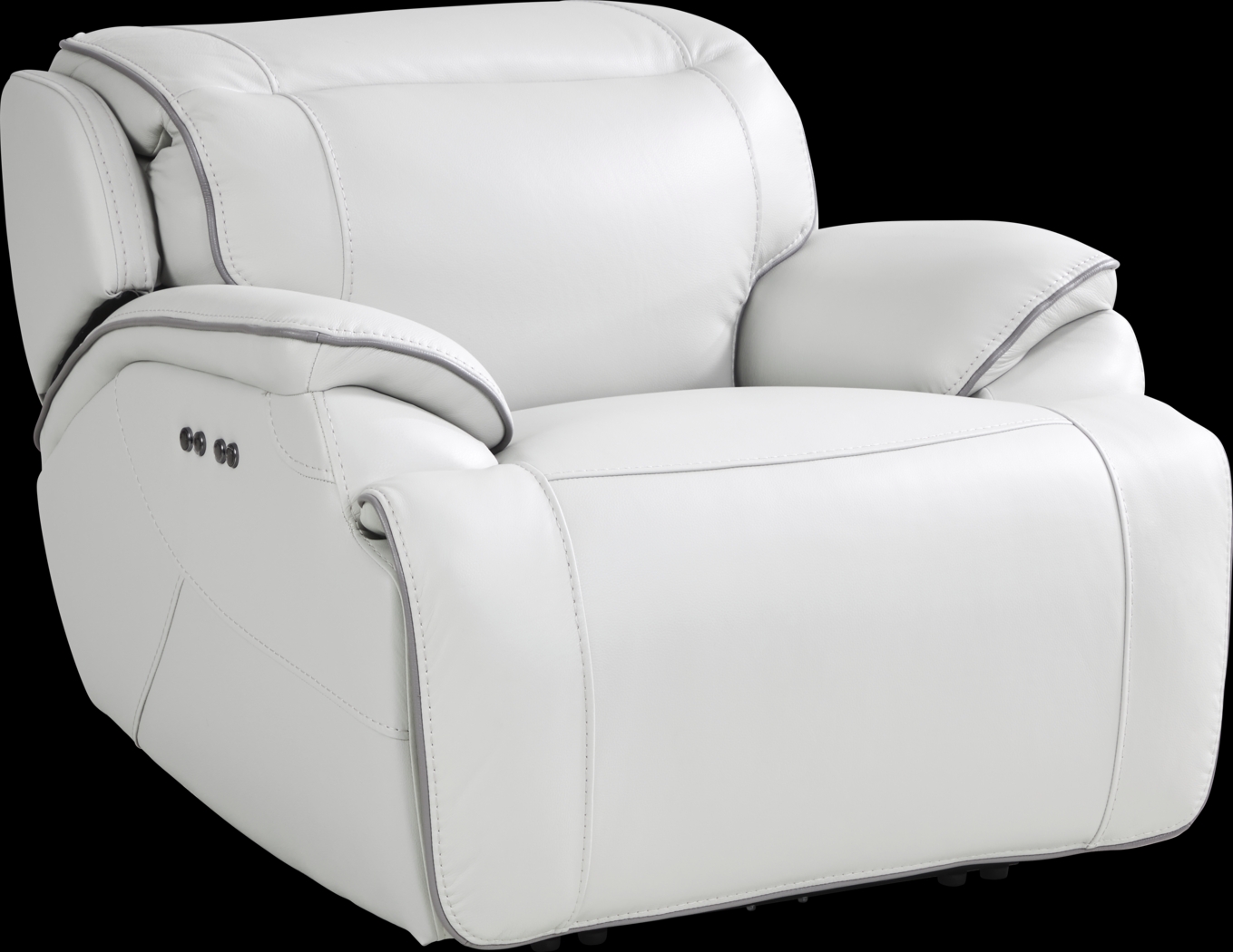 Livata Gray Leather Dual Power Recliner - Thumbnail - Image 1